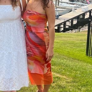 Strapless Pink/ Red Dress